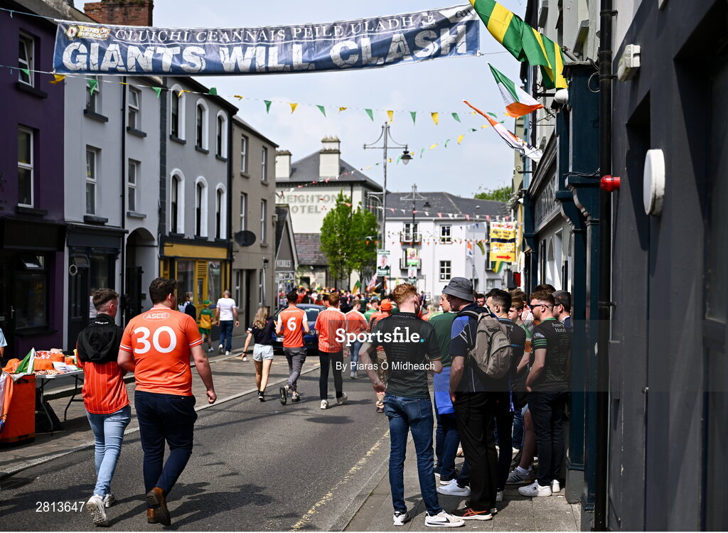 12 May 2024; Supporters in Clones before the Ulster GAA Football Senior Championship final match between Armagh and Donegal at St Tiernach's Park in Clones, Monaghan. Photo by Piaras Ó Mídheach/Sportsfile