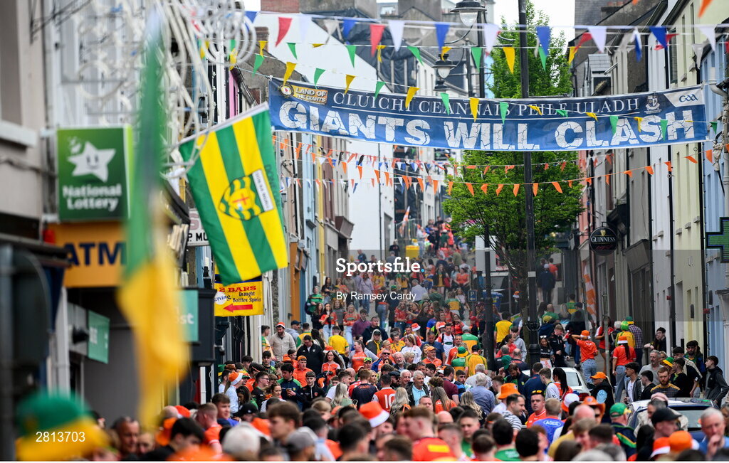 12 May 2024; A general view of supporters in Clones before the Ulster GAA Football Senior Championship final match between Armagh and Donegal at St Tiernach's Park in Clones, Monaghan. Photo by Ramsey Cardy/Sportsfile