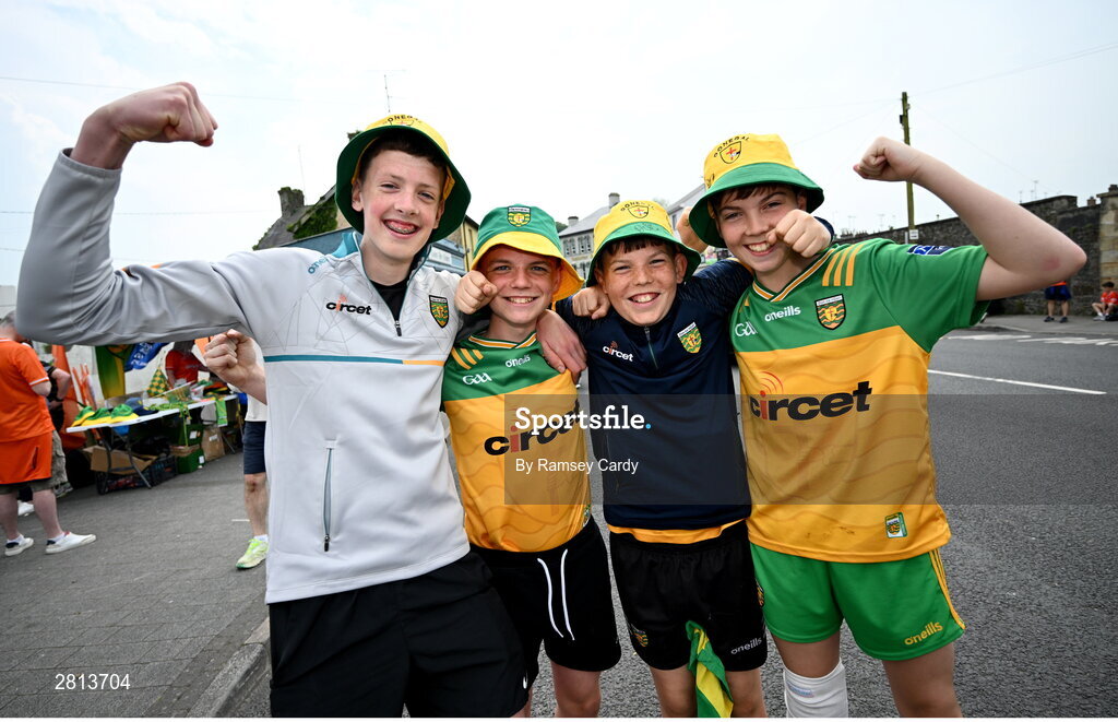 12 May 2024; Donegal supporters before the Ulster GAA Football Senior Championship final match between Armagh and Donegal at St Tiernach's Park in Clones, Monaghan. Photo by Ramsey Cardy/Sportsfile