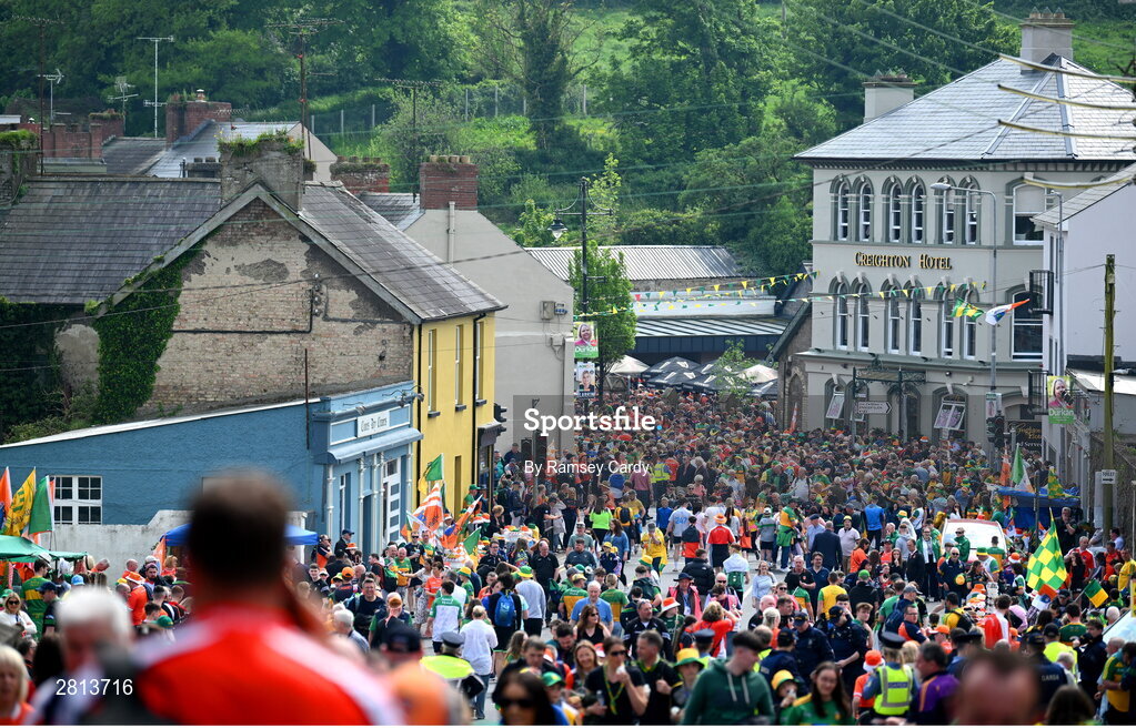 12 May 2024; A general view of supporters in Clones before the Ulster GAA Football Senior Championship final match between Armagh and Donegal at St Tiernach's Park in Clones, Monaghan. Photo by Ramsey Cardy/Sportsfile