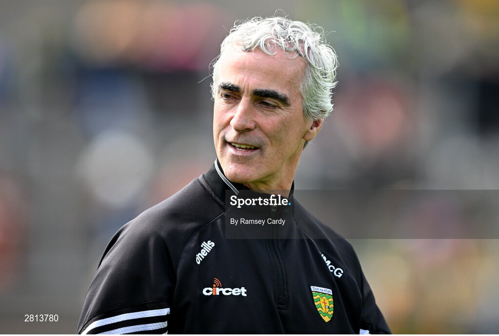 12 May 2024; Donegal manager Jim McGuinness before the Ulster GAA Football Senior Championship final match between Armagh and Donegal at St Tiernach's Park in Clones, Monaghan. Photo by Ramsey Cardy/Sportsfile