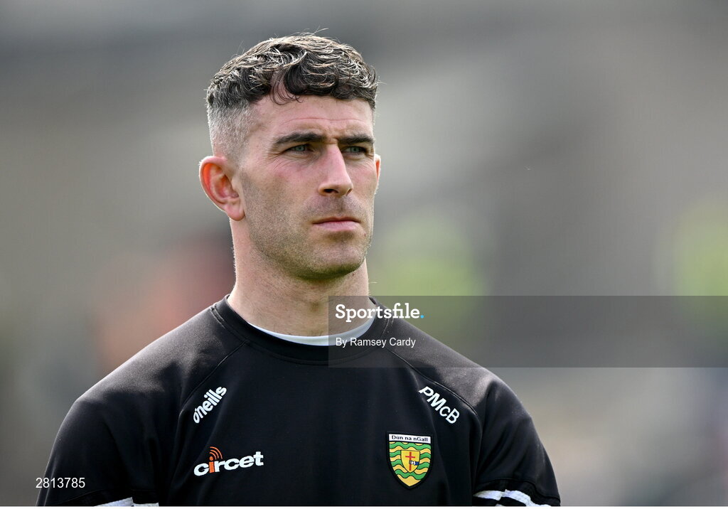 12 May 2024; Donegal captain Patrick McBrearty before the Ulster GAA Football Senior Championship final match between Armagh and Donegal at St Tiernach's Park in Clones, Monaghan. Photo by Ramsey Cardy/Sportsfile