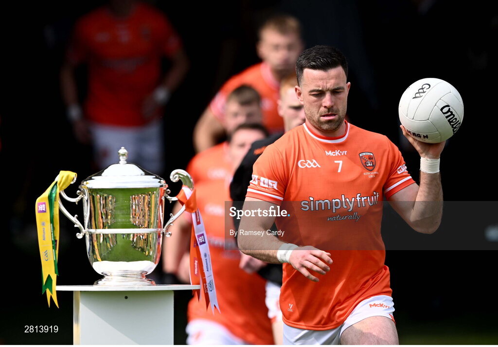 12 May 2024; Aidan Forker of Armagh before the Ulster GAA Football Senior Championship final match between Armagh and Donegal at St Tiernach's Park in Clones, Monaghan. Photo by Ramsey Cardy/Sportsfile