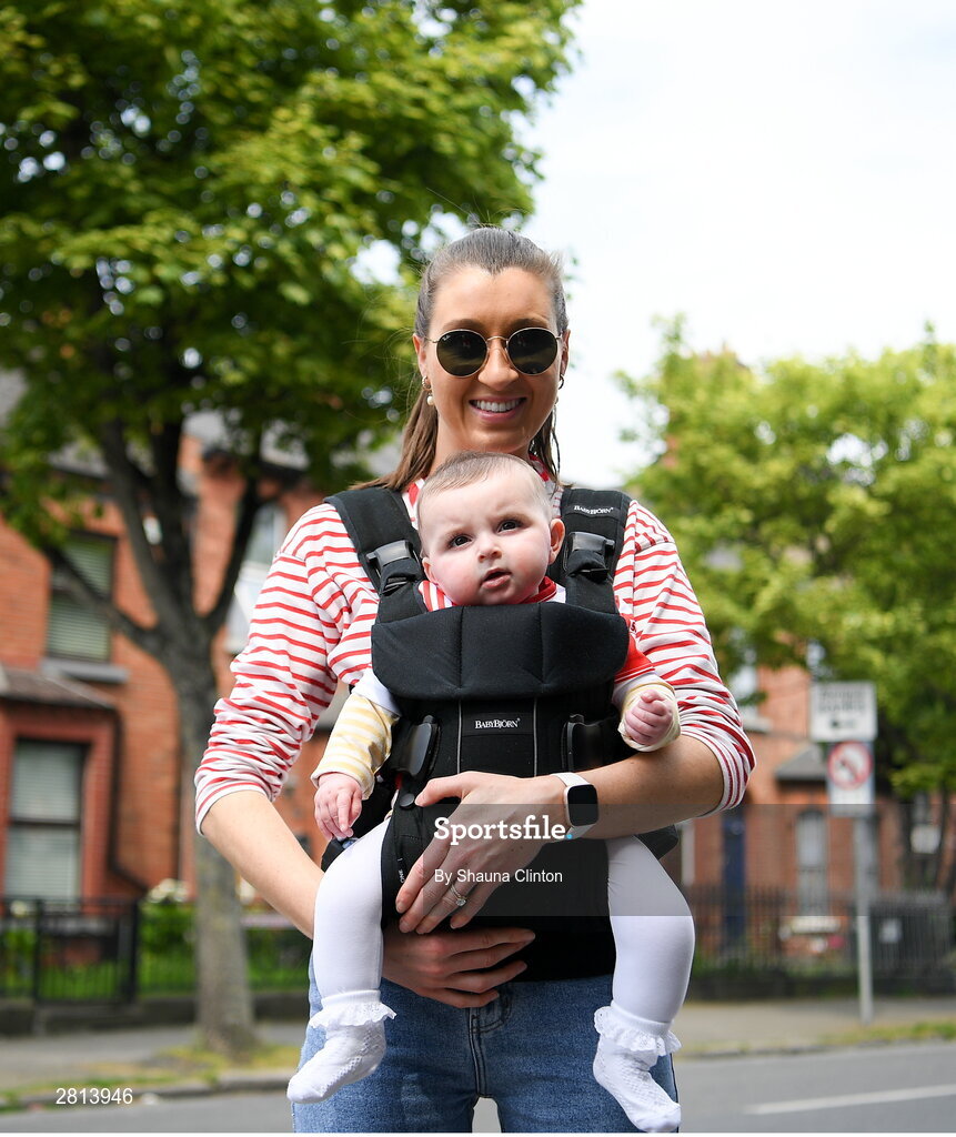 12 May 2024; Louth supporter Aoibhín Califf and her mother Clodagh before the Leinster GAA Football Senior Championship final match between Dublin and Louth at Croke Park in Dublin. Photo by Shauna Clinton/Sportsfile