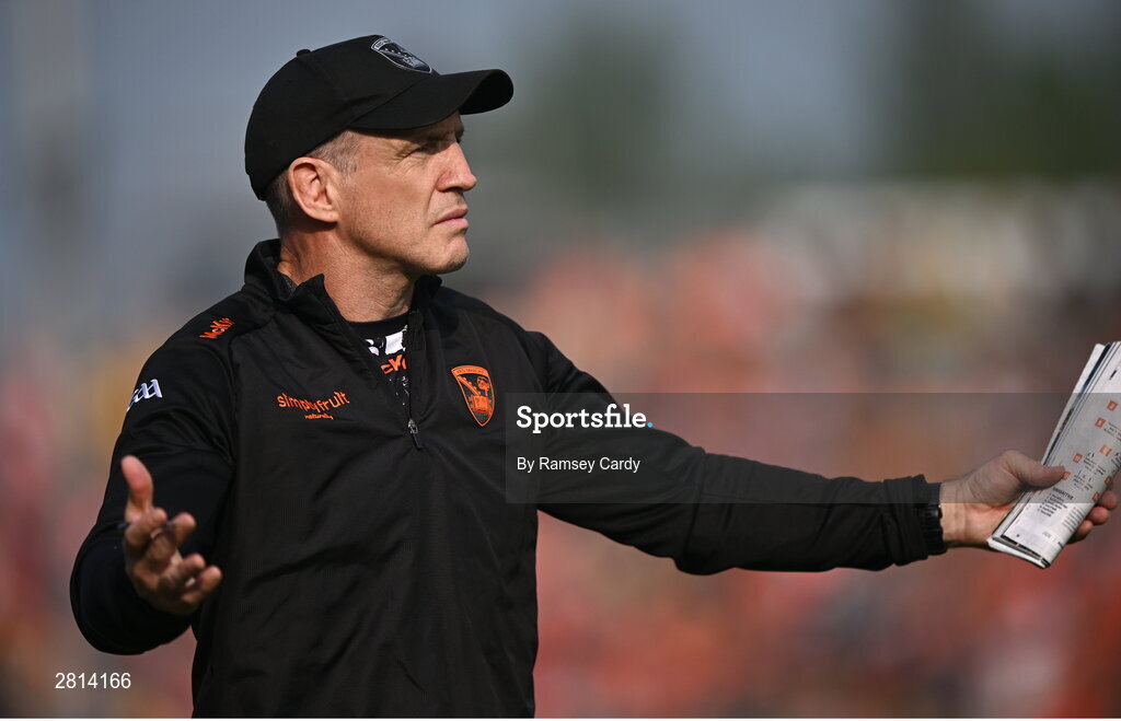 12 May 2024; Armagh manager Kieran McGeeney during the Ulster GAA Football Senior Championship final match between Armagh and Donegal at St Tiernach's Park in Clones, Monaghan. Photo by Ramsey Cardy/Sportsfile