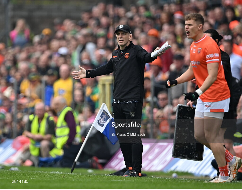 12 May 2024; Armagh manager Kieran McGeeney during the Ulster GAA Football Senior Championship final match between Armagh and Donegal at St Tiernach's Park in Clones, Monaghan. Photo by Piaras Ó Mídheach/Sportsfile