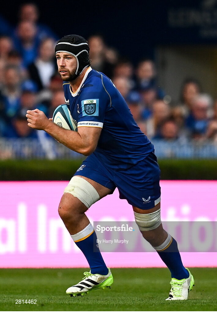 11 May 2024; Caelan Doris of Leinster during the United Rugby Championship match between Leinster and Ospreys at the RDS Arena in Dublin. Photo by Harry Murphy/Sportsfile