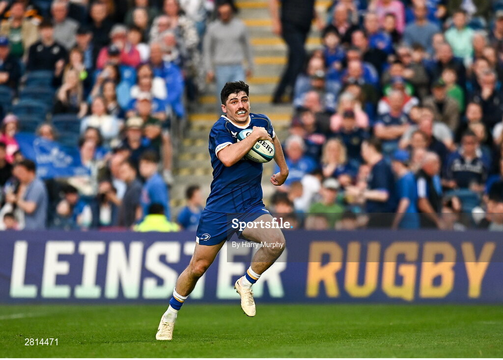 11 May 2024; Jimmy O'Brien of Leinster during the United Rugby Championship match between Leinster and Ospreys at the RDS Arena in Dublin. Photo by Harry Murphy/Sportsfile
