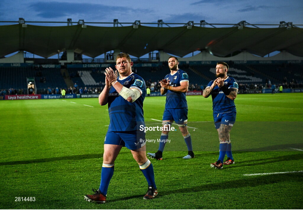 11 May 2024; Tadhg Furlong of Leinster after his side's victory in the United Rugby Championship match between Leinster and Ospreys at the RDS Arena in Dublin. Photo by Harry Murphy/Sportsfile
