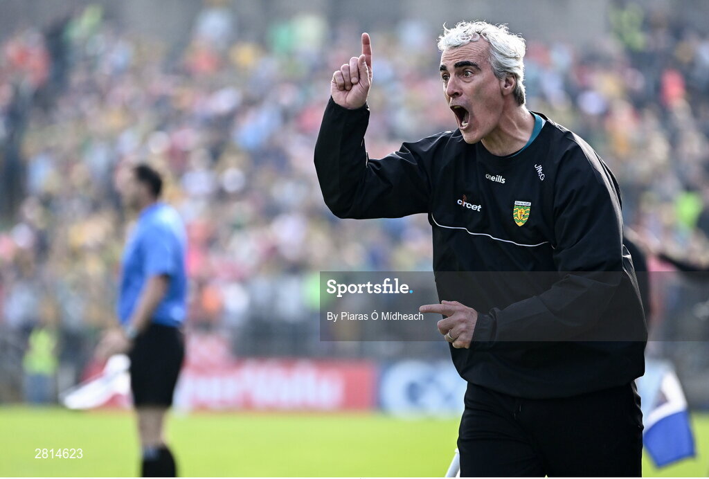 12 May 2024; Donegal manager Jim McGuinness during the Ulster GAA Football Senior Championship final match between Armagh and Donegal at St Tiernach's Park in Clones, Monaghan. Photo by Piaras Ó Mídheach/Sportsfile