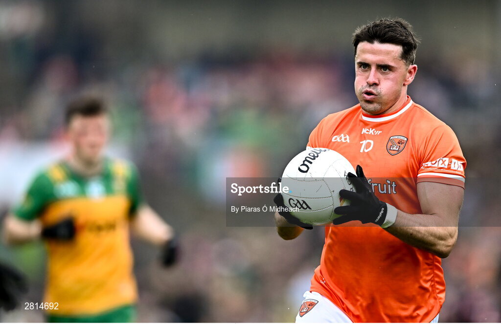 12 May 2024; Stefan Campbell of Armagh during the Ulster GAA Football Senior Championship final match between Armagh and Donegal at St Tiernach's Park in Clones, Monaghan. Photo by Piaras Ó Mídheach/Sportsfile