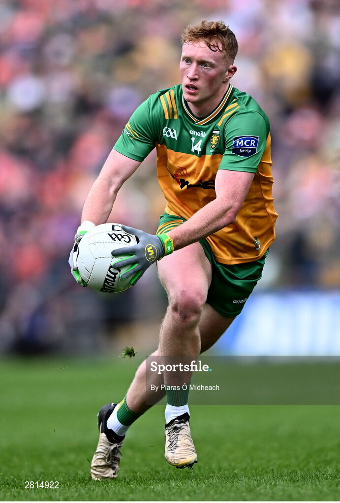 12 May 2024; Oisin Gallen of Donegal during the Ulster GAA Football Senior Championship final match between Armagh and Donegal at St Tiernach's Park in Clones, Monaghan. Photo by Piaras Ó Mídheach/Sportsfile