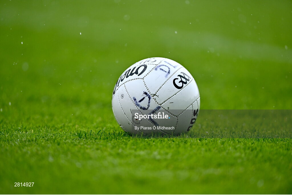 12 May 2024; A football during the Ulster GAA Football Senior Championship final match between Armagh and Donegal at St Tiernach's Park in Clones, Monaghan. Photo by Piaras Ó Mídheach/Sportsfile
