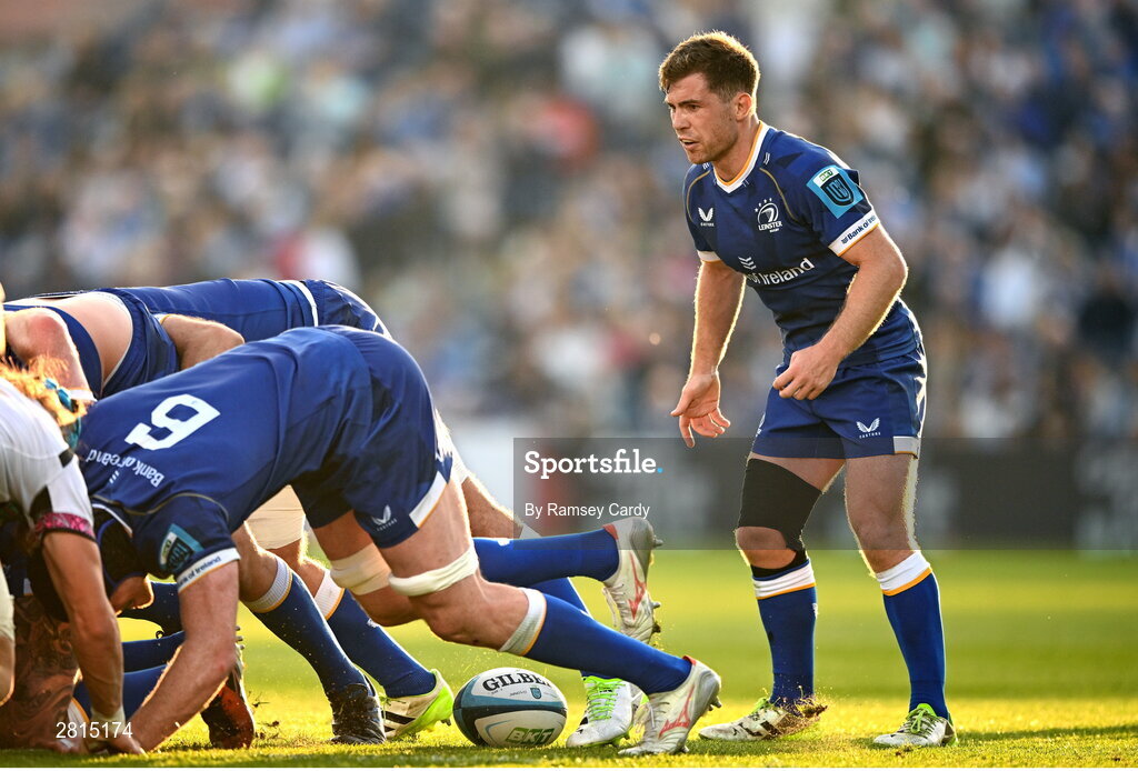 11 May 2024; Luke McGrath of Leinster during the United Rugby Championship match between Leinster and Ospreys at the RDS Arena in Dublin. Photo by Ramsey Cardy/Sportsfile