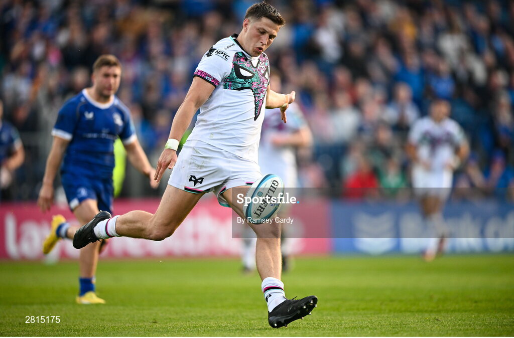 11 May 2024; Max Nagy of Ospreys during the United Rugby Championship match between Leinster and Ospreys at the RDS Arena in Dublin. Photo by Ramsey Cardy/Sportsfile