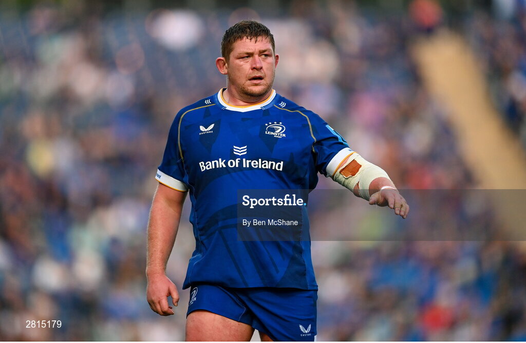 11 May 2024; Tadhg Furlong of Leinster during the United Rugby Championship match between Leinster and Ospreys at the RDS Arena in Dublin. Photo by Ben McShane/Sportsfile