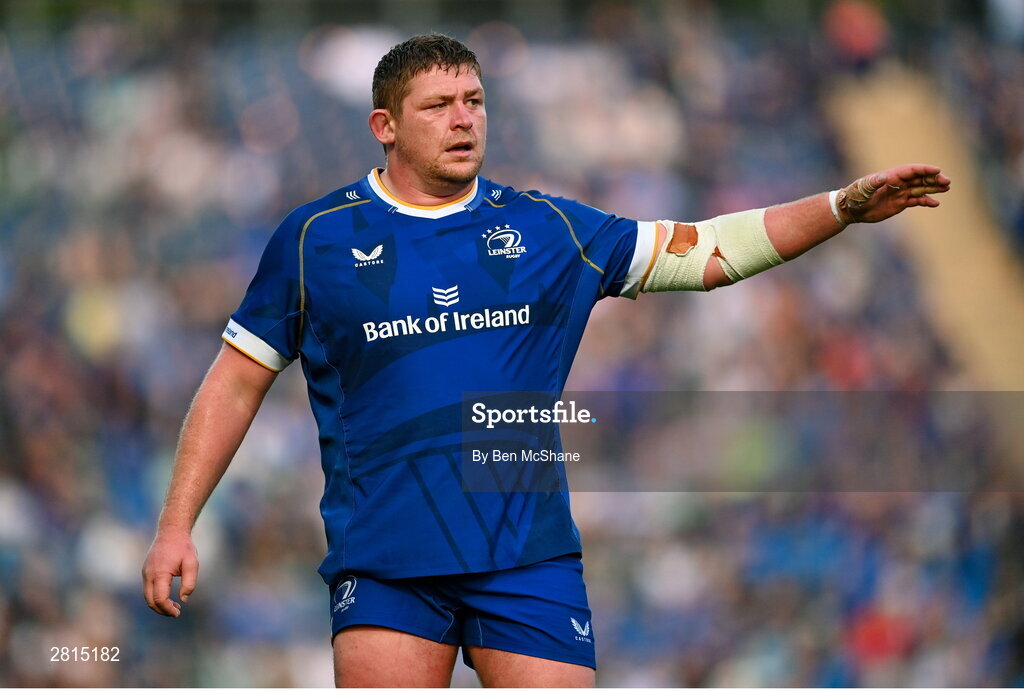 11 May 2024; Tadhg Furlong of Leinster during the United Rugby Championship match between Leinster and Ospreys at the RDS Arena in Dublin. Photo by Ben McShane/Sportsfile