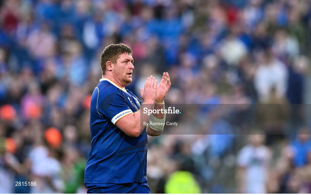 11 May 2024; Tadhg Furlong of Leinster during the United Rugby Championship match between Leinster and Ospreys at the RDS Arena in Dublin. Photo by Ramsey Cardy/Sportsfile