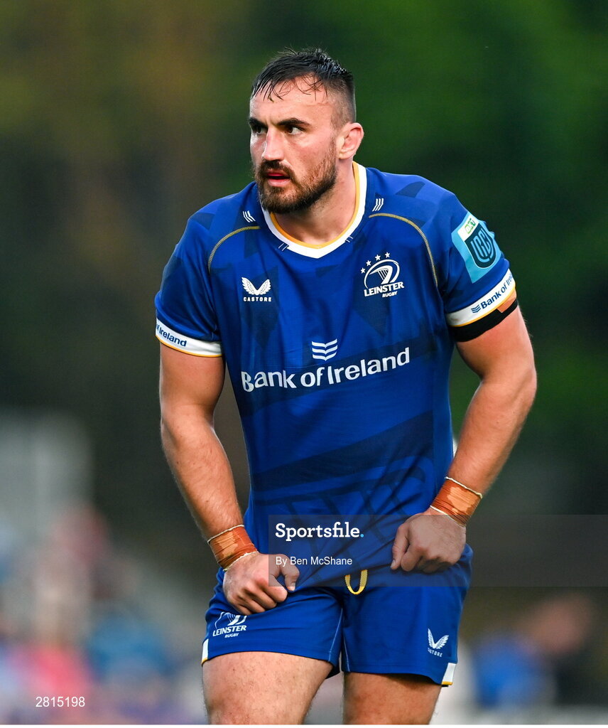 11 May 2024; Rónan Kelleher of Leinster during the United Rugby Championship match between Leinster and Ospreys at the RDS Arena in Dublin. Photo by Ben McShane/Sportsfile