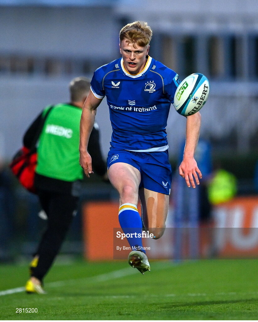 11 May 2024; Tommy O'Brien of Leinster during the United Rugby Championship match between Leinster and Ospreys at the RDS Arena in Dublin. Photo by Ben McShane/Sportsfile