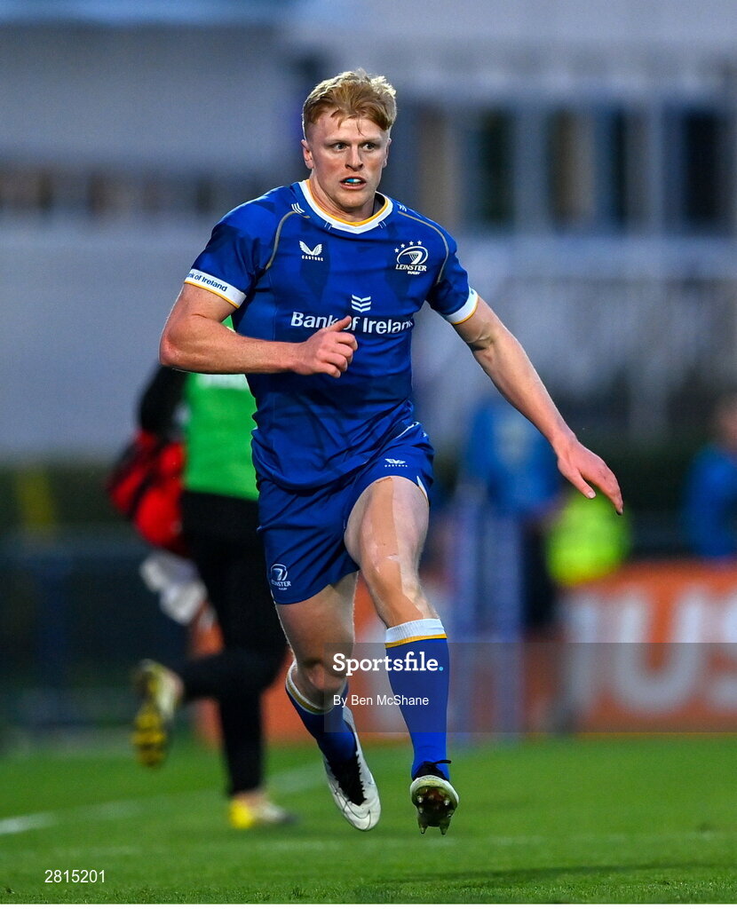 11 May 2024; Tommy O'Brien of Leinster during the United Rugby Championship match between Leinster and Ospreys at the RDS Arena in Dublin. Photo by Ben McShane/Sportsfile