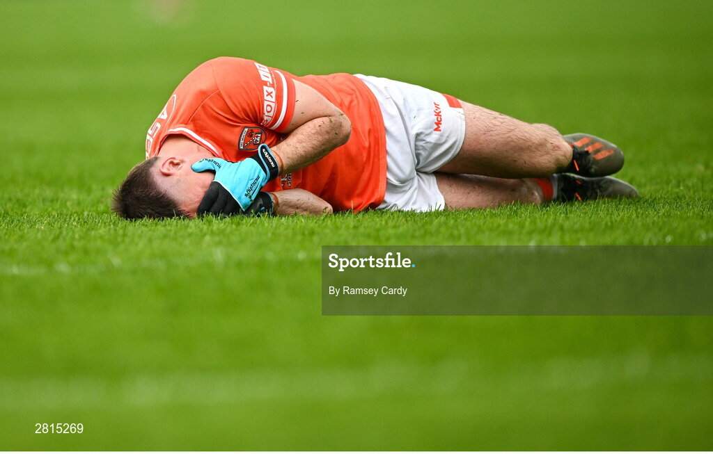 12 May 2024; Greg McCabe of Armagh during the Ulster GAA Football Senior Championship final match between Armagh and Donegal at St Tiernach's Park in Clones, Monaghan. Photo by Ramsey Cardy/Sportsfile