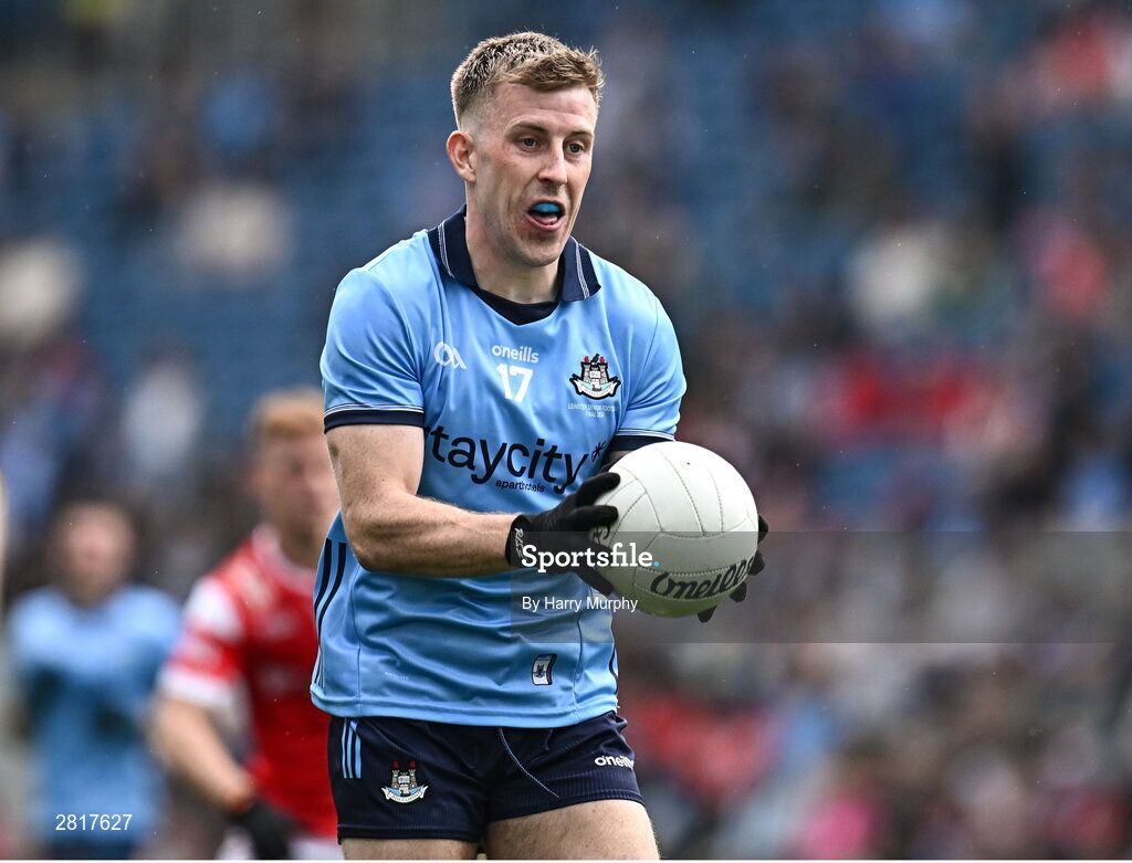 12 May 2024; Seán Bugler of Dublin during the Leinster GAA Football Senior Championship final match between Dublin and Louth at Croke Park in Dublin. Photo by Harry Murphy/Sportsfile