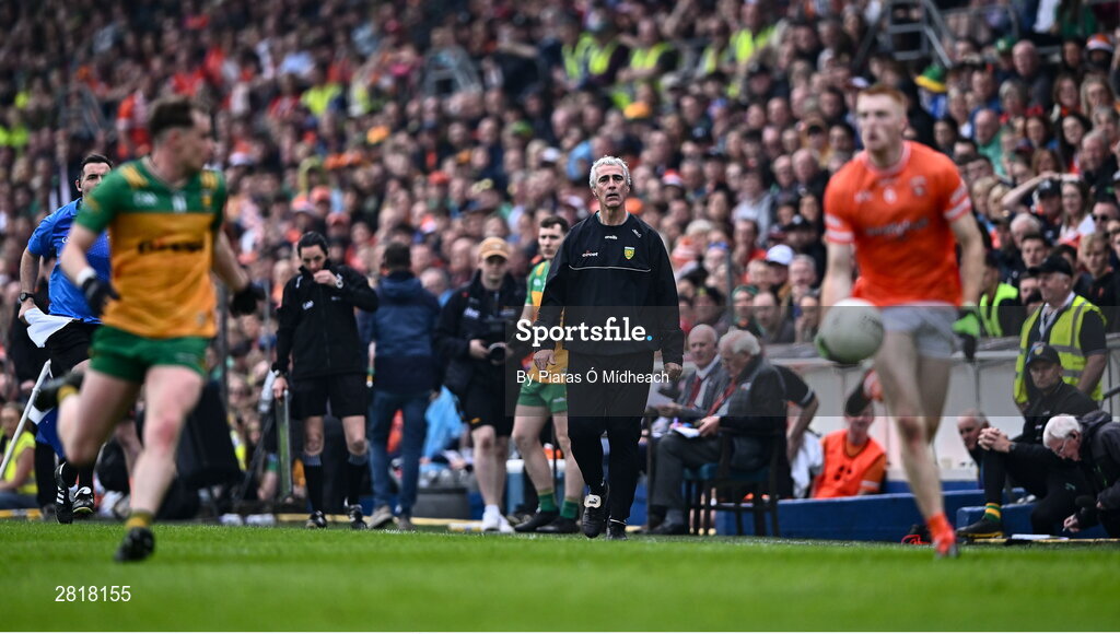 12 May 2024; Donegal manager Jim McGuinness during the Ulster GAA Football Senior Championship final match between Armagh and Donegal at St Tiernach's Park in Clones, Monaghan. Photo by Piaras Ó Mídheach/Sportsfile
