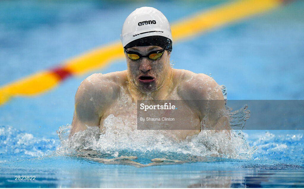 23 May 2024; Jack Kelly of ESB-IR competes in the Men's 100m Breaststroke Heats during day two of the Ireland Olympic Swimming Trials at the National Aquatic Centre on the Sport Ireland Campus in Dublin. Photo by Shauna Clinton/Sportsfile