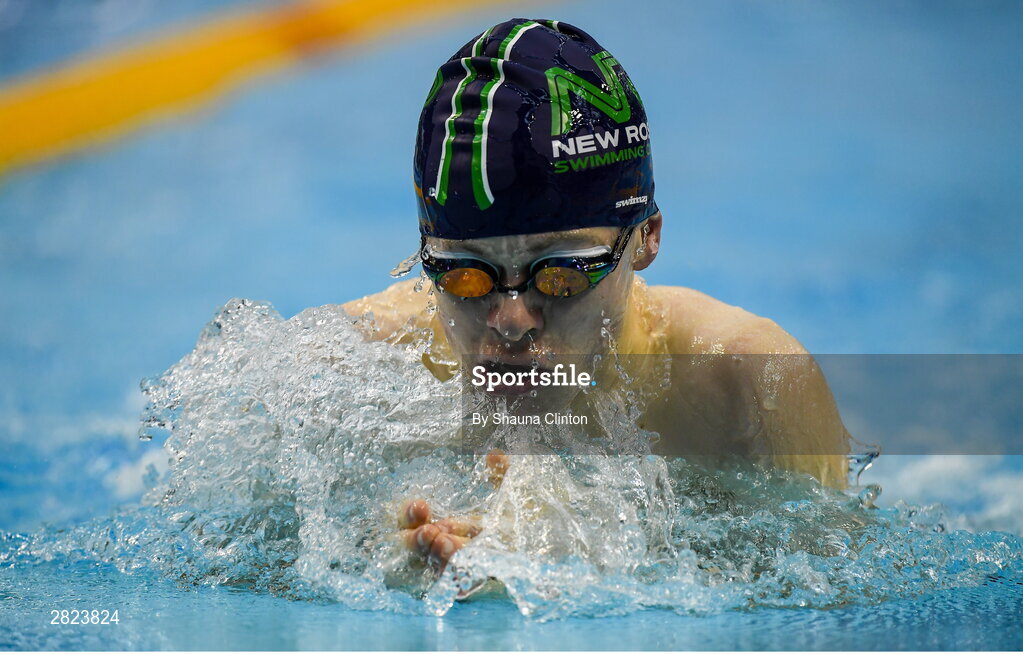 23 May 2024; Cathal O'Brien of New Ross Swimming Club competes in the Men's 100m Breaststroke Heats during day two of the Ireland Olympic Swimming Trials at the National Aquatic Centre on the Sport Ireland Campus in Dublin. Photo by Shauna Clinton/Sportsfile