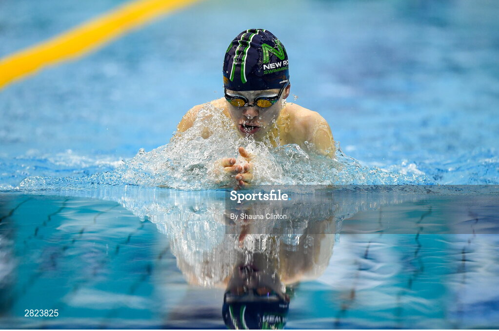 23 May 2024; Cathal O'Brien of New Ross Swimming Club competes in the Men's 100m Breaststroke Heats during day two of the Ireland Olympic Swimming Trials at the National Aquatic Centre on the Sport Ireland Campus in Dublin. Photo by Shauna Clinton/Sportsfile