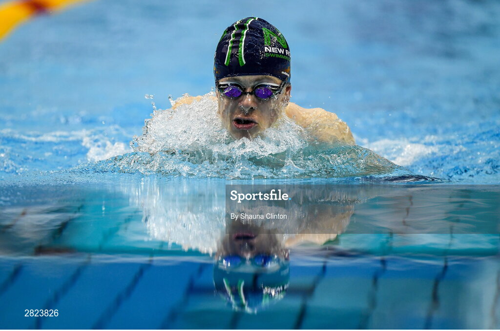 23 May 2024; Cathal O'Brien of New Ross Swimming Club competes in the Men's 100m Breaststroke Heats during day two of the Ireland Olympic Swimming Trials at the National Aquatic Centre on the Sport Ireland Campus in Dublin. Photo by Shauna Clinton/Sportsfile