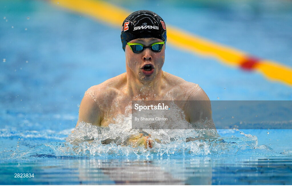 23 May 2024; Darragh Greene of National Centre Dublin competes in the Men's 100m Breaststroke Heats during day two of the Ireland Olympic Swimming Trials at the National Aquatic Centre on the Sport Ireland Campus in Dublin. Photo by Shauna Clinton/Sportsfile