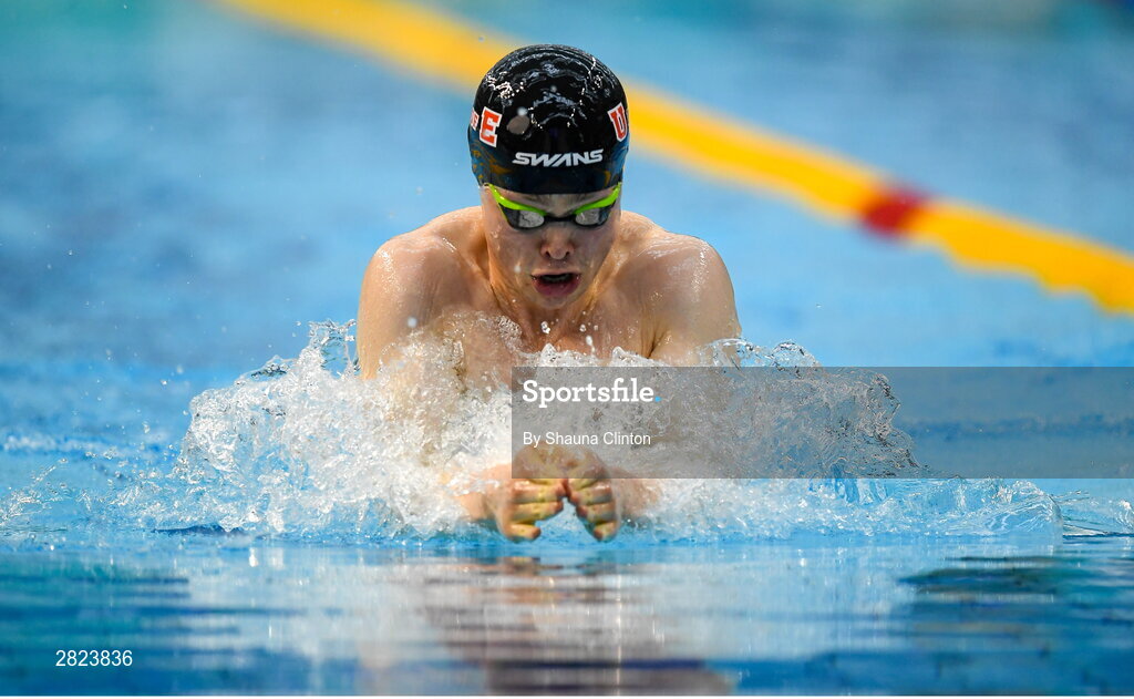 23 May 2024; Darragh Greene of National Centre Dublin competes in the Men's 100m Breaststroke Heats during day two of the Ireland Olympic Swimming Trials at the National Aquatic Centre on the Sport Ireland Campus in Dublin. Photo by Shauna Clinton/Sportsfile