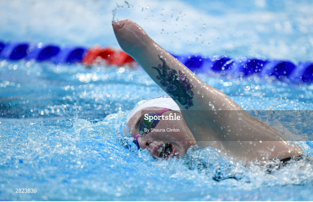 23 May 2024; Ellen Keane of National Centre Dublin competes in the Women's 100m Freestyle Heats during day two of the Ireland Olympic Swimming Trials at the National Aquatic Centre on the Sport Ireland Campus in Dublin. Photo by Shauna Clinton/Sportsfile