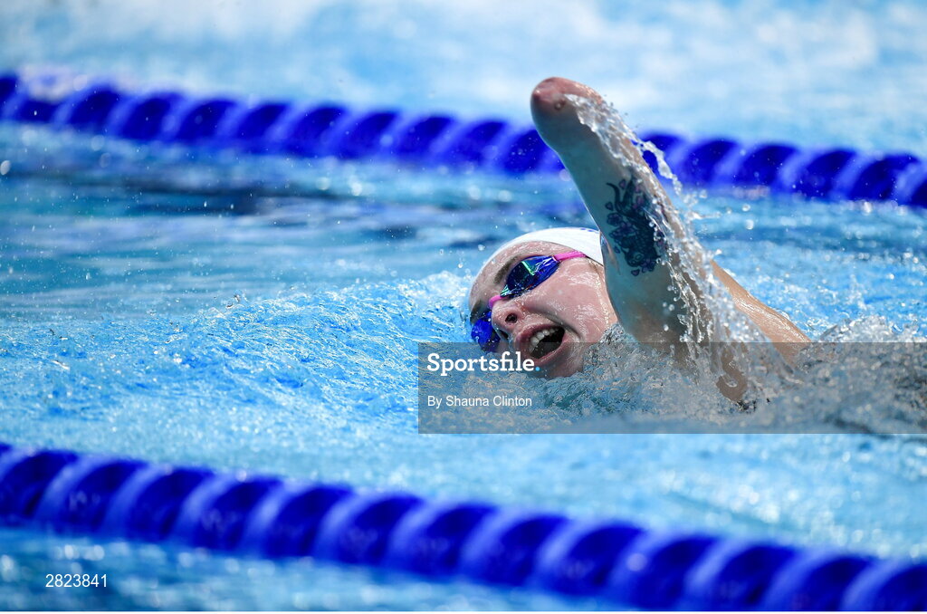 23 May 2024; Ellen Keane of National Centre Dublin competes in the Women's 100m Freestyle Heats during day two of the Ireland Olympic Swimming Trials at the National Aquatic Centre on the Sport Ireland Campus in Dublin. Photo by Shauna Clinton/Sportsfile