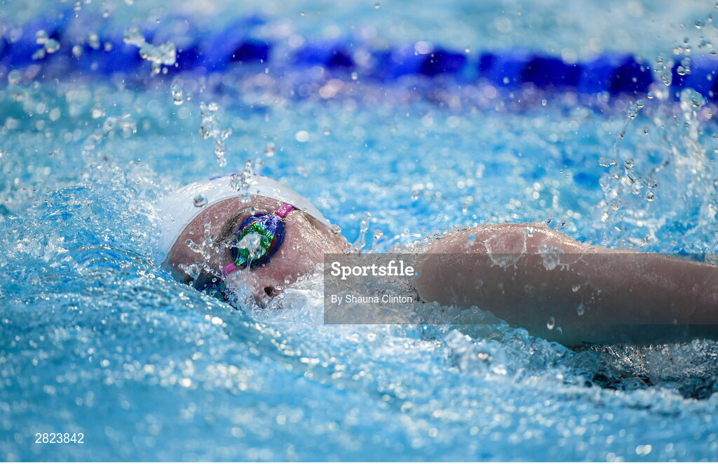 23 May 2024; Ellen Keane of National Centre Dublin competes in the Women's 100m Freestyle Heats during day two of the Ireland Olympic Swimming Trials at the National Aquatic Centre on the Sport Ireland Campus in Dublin. Photo by Shauna Clinton/Sportsfile