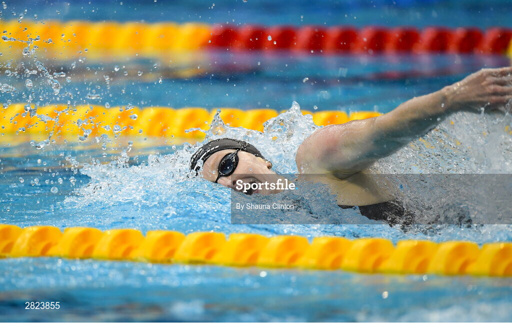 23 May 2024; Danielle Hill of Larne Swimming Club competes in the Women's 100m Freestyle Heats during day two of the Ireland Olympic Swimming Trials at the National Aquatic Centre on the Sport Ireland Campus in Dublin. Photo by Shauna Clinton/Sportsfile