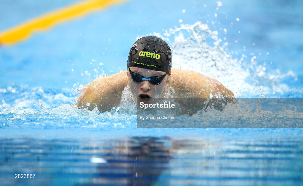 23 May 2024; Jack Cassin of National Centre Limerick competes in the Men's 100m Butterfly Heats during day two of the Ireland Olympic Swimming Trials at the National Aquatic Centre on the Sport Ireland Campus in Dublin. Photo by Shauna Clinton/Sportsfile