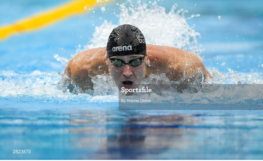 23 May 2024; Shane Ryan of NCD competes in the Men's 100m Butterfly Heats during day two of the Ireland Olympic Swimming Trials at the National Aquatic Centre on the Sport Ireland Campus in Dublin. Photo by Shauna Clinton/Sportsfile