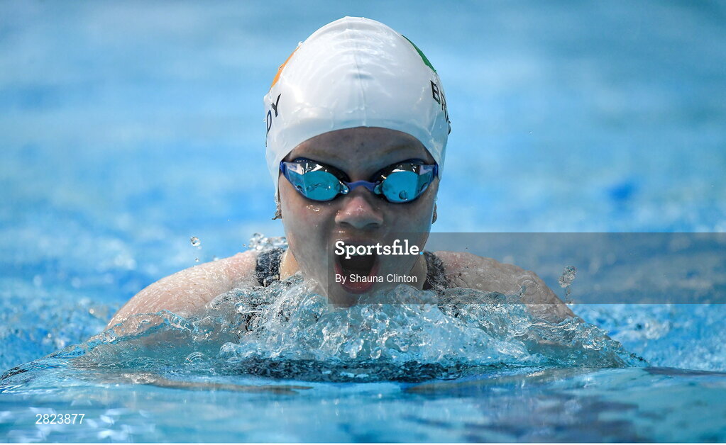 23 May 2024; Dearbhaile Brady of LVAD competes in the Women's 100m Breaststroke Heats during day two of the Ireland Olympic Swimming Trials at the National Aquatic Centre on the Sport Ireland Campus in Dublin. Photo by Shauna Clinton/Sportsfile
