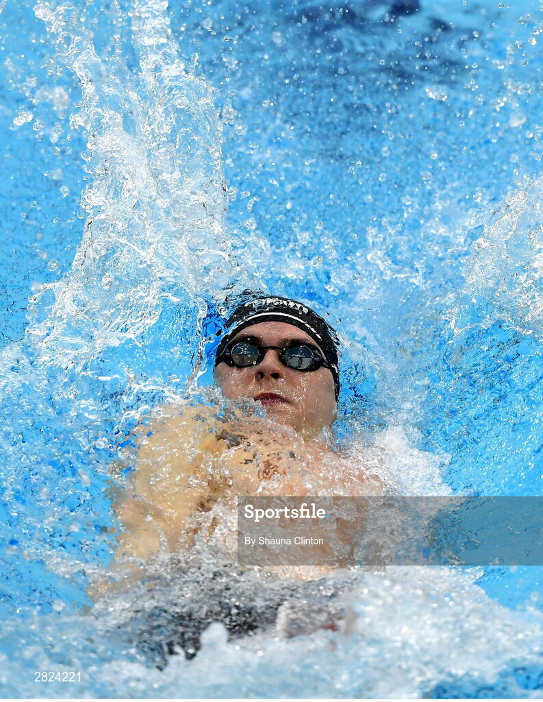 23 May 2024; Conor Ferguson of Larne Swimming Club competes in the Men's 100m Backstroke Finals during day two of the Ireland Olympic Swimming Trials at the National Aquatic Centre on the Sport Ireland Campus in Dublin. Photo by Shauna Clinton/Sportsfile