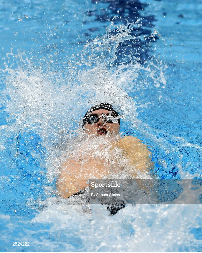 23 May 2024; Conor Ferguson of Larne Swimming Club competes in the Men's 100m Backstroke Finals during day two of the Ireland Olympic Swimming Trials at the National Aquatic Centre on the Sport Ireland Campus in Dublin. Photo by Shauna Clinton/Sportsfile
