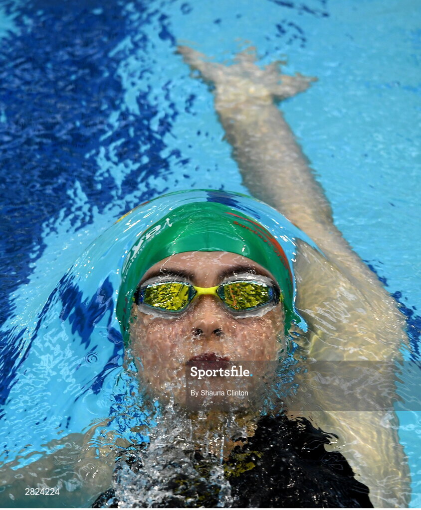 23 May 2024; Antonia Sech of Sundays Well Swimming Club competes in the Women's 100m Backstroke Finals during day two of the Ireland Olympic Swimming Trials at the National Aquatic Centre on the Sport Ireland Campus in Dublin. Photo by Shauna Clinton/Sportsfile