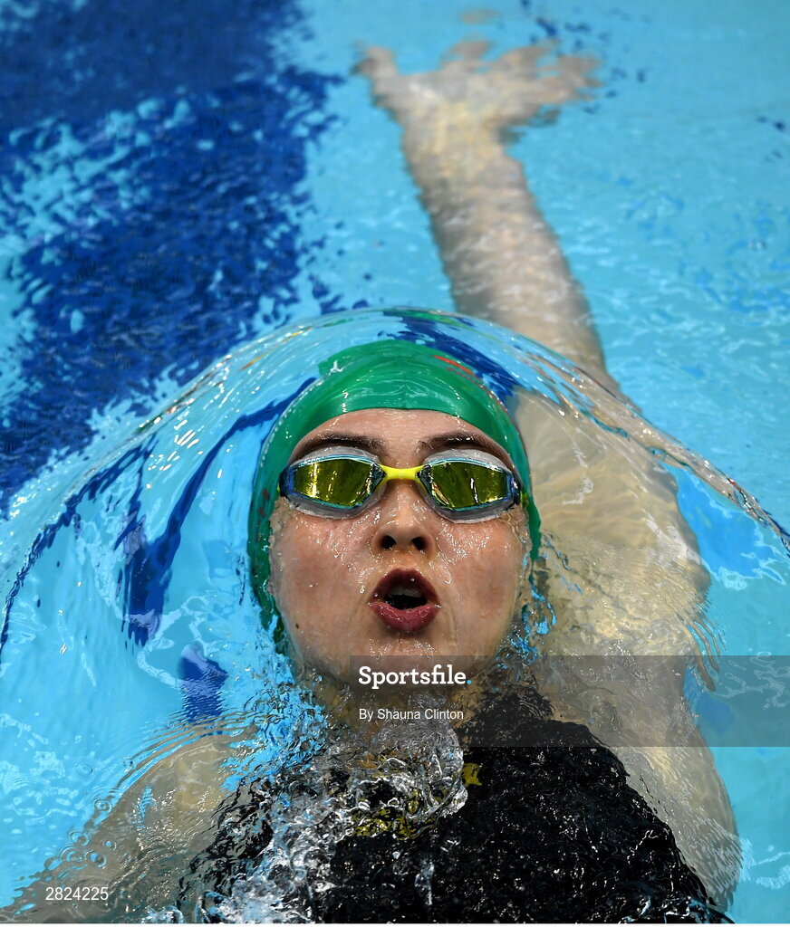23 May 2024; Antonia Sech of Sundays Well Swimming Club competes in the Women's 100m Backstroke Finals during day two of the Ireland Olympic Swimming Trials at the National Aquatic Centre on the Sport Ireland Campus in Dublin. Photo by Shauna Clinton/Sportsfile