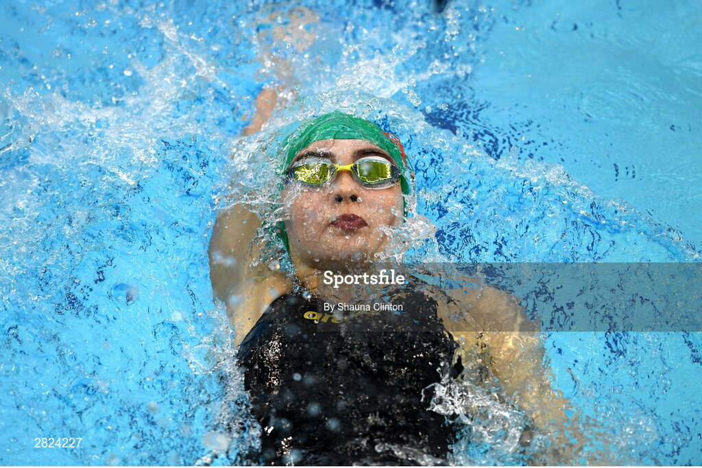 23 May 2024; Antonia Sech of Sundays Well Swimming Club competes in the Women's 100m Backstroke Finals during day two of the Ireland Olympic Swimming Trials at the National Aquatic Centre on the Sport Ireland Campus in Dublin. Photo by Shauna Clinton/Sportsfile