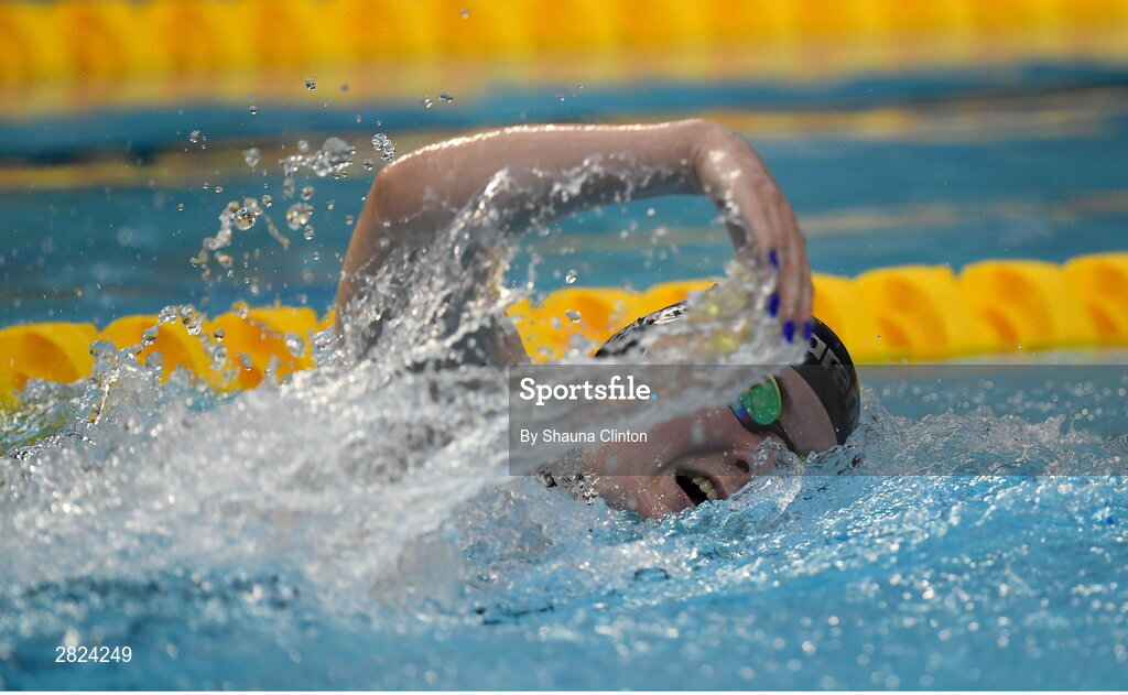 23 May 2024; Ella Carroll of Nat Centre Limerick competes in the Women's 1500m Freestyle Finals during day two of the Ireland Olympic Swimming Trials at the National Aquatic Centre on the Sport Ireland Campus in Dublin. Photo by Shauna Clinton/Sportsfile