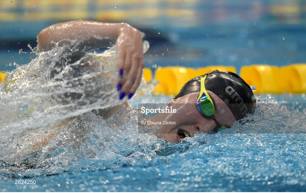 23 May 2024; Ella Carroll of Nat Centre Limerick competes in the Women's 1500m Freestyle Finals during day two of the Ireland Olympic Swimming Trials at the National Aquatic Centre on the Sport Ireland Campus in Dublin. Photo by Shauna Clinton/Sportsfile