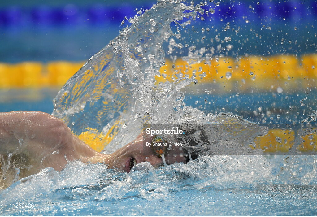 23 May 2024; Daniel Wiffen of Larne Swimming Club competes in the Men's 800m Freestyle during day two of the Ireland Olympic Swimming Trials at the National Aquatic Centre on the Sport Ireland Campus in Dublin. Photo by Shauna Clinton/Sportsfile