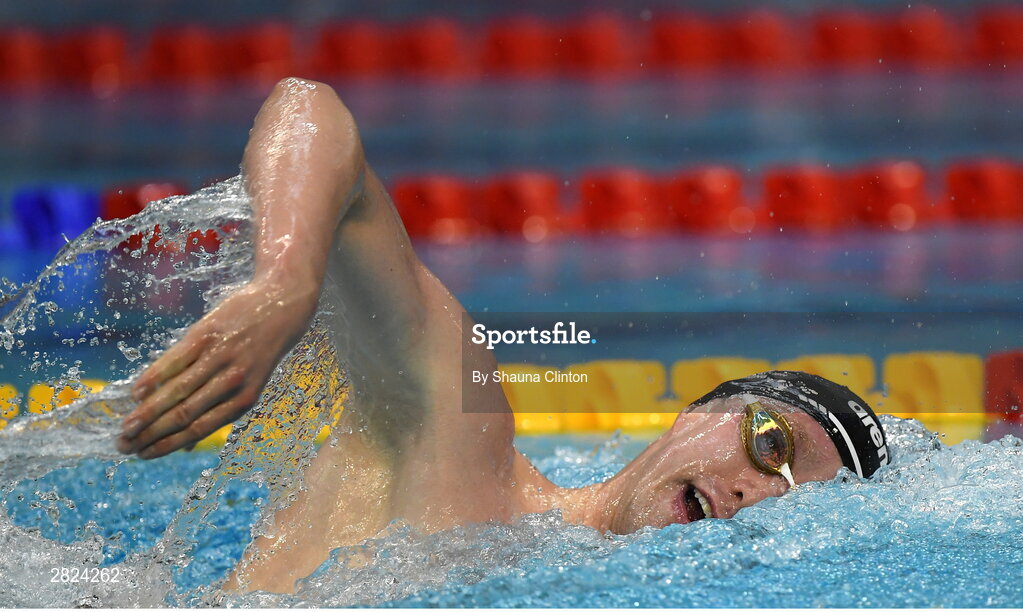 23 May 2024; Nathan Wiffen of Larne Swimming Club competes in the Men's 800m Freestyle during day two of the Ireland Olympic Swimming Trials at the National Aquatic Centre on the Sport Ireland Campus in Dublin. Photo by Shauna Clinton/Sportsfile
